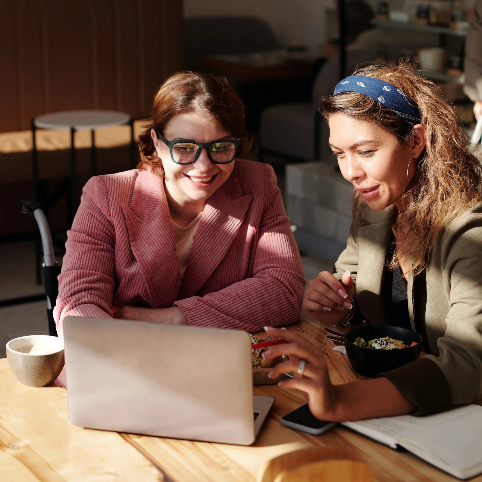Two nonprofit colleagues working together